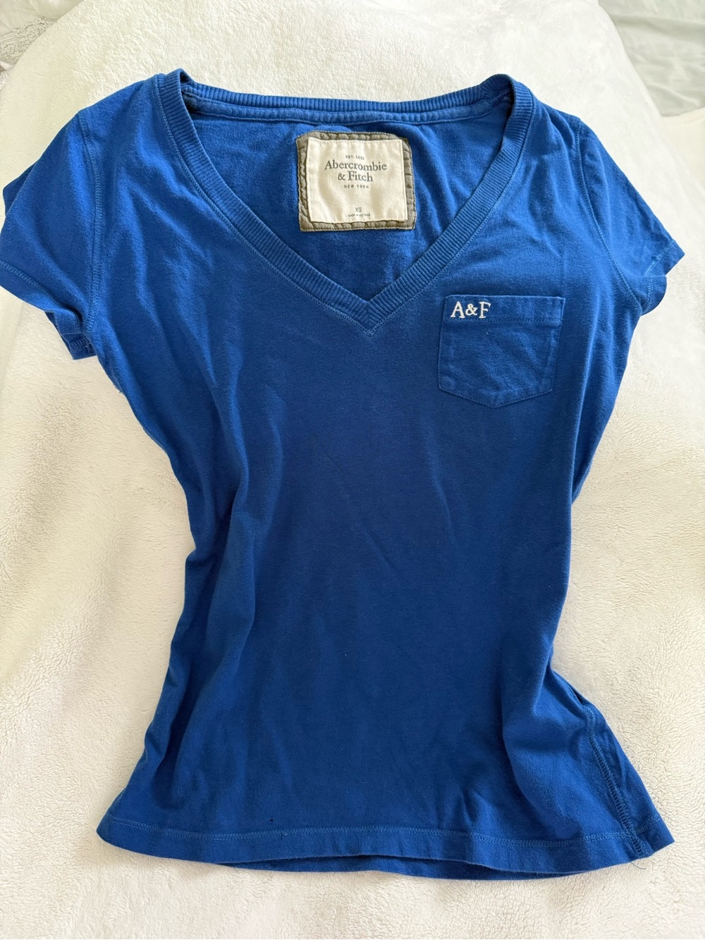 Vintage Abercrombie & Fitch Blue V-Neck Pocket Tee